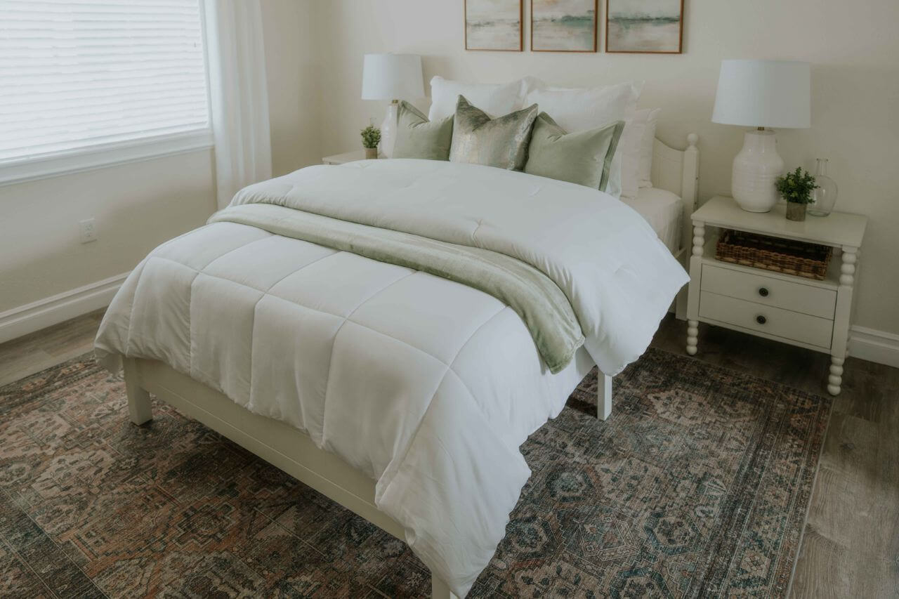Main bedroom shot at a corner angle